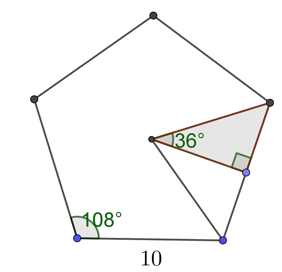 edges, angle & apothem of pentagon