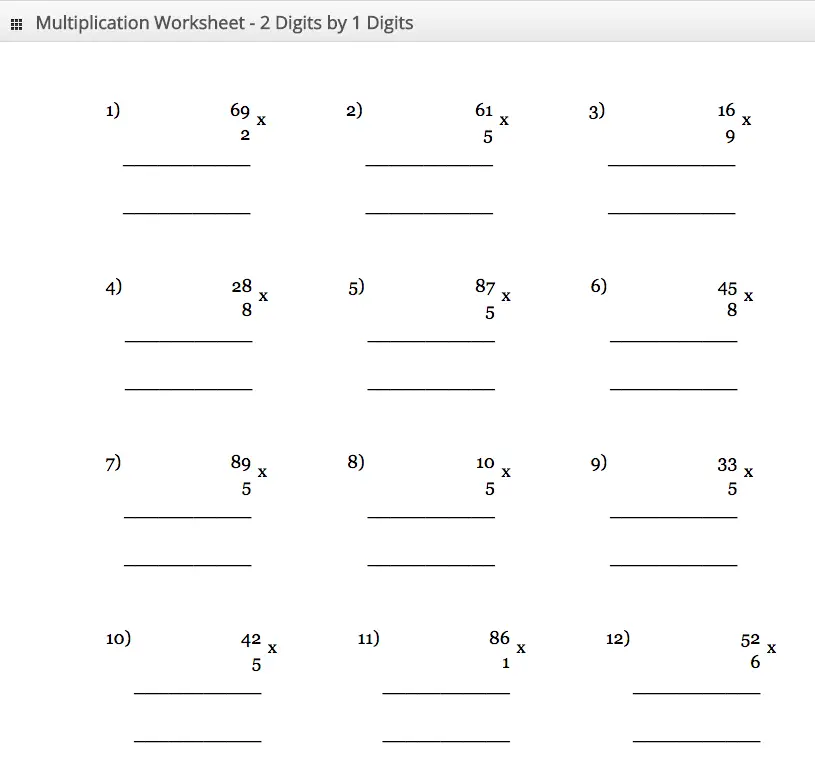 math worksheet multiplication times tables