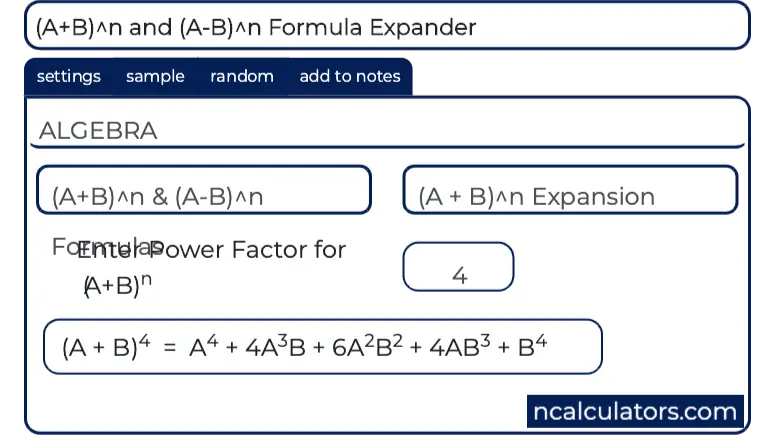 (A+B)^n and (A-B)^n Formula Expander