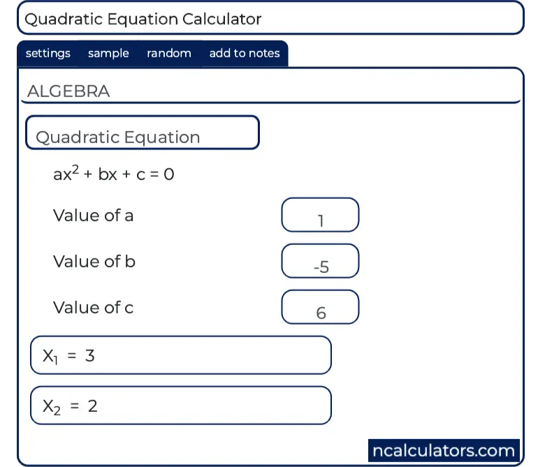 solve quadratic equation calculator