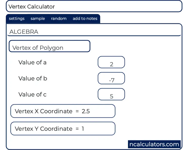 what is the vertex of the function calculator