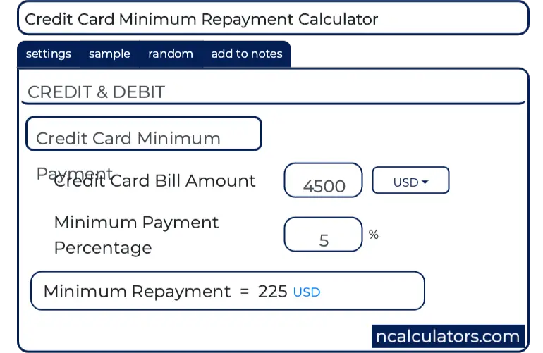 how to calculate minimum payment on credit card
