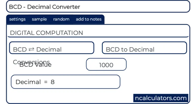 BCD to Decimal Converter