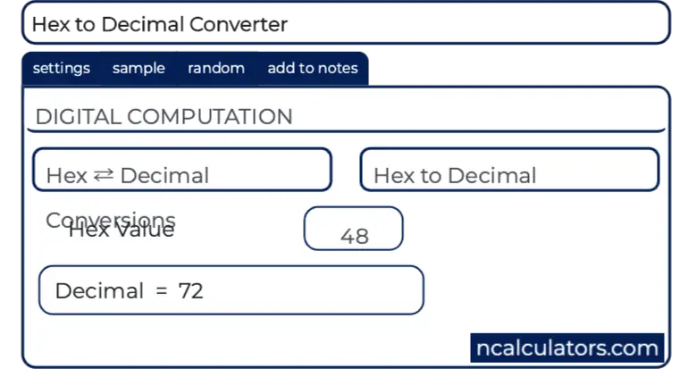 Hexadecimal Conversion Chart