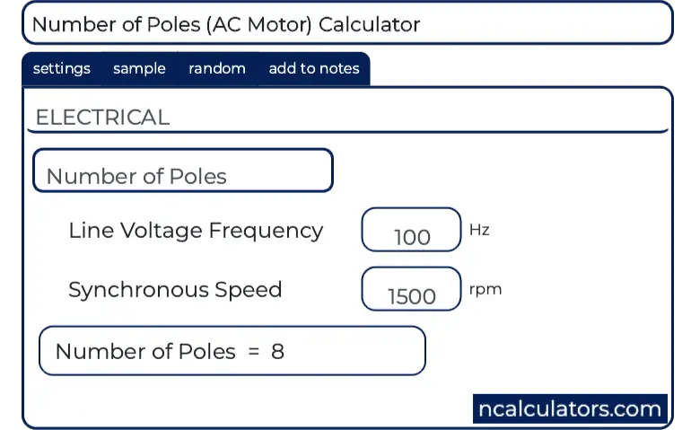 Number Of Poles Ac Motor Calculator