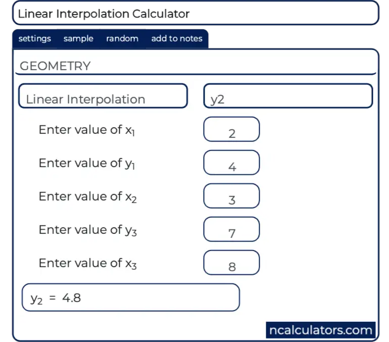 linear interpolation calculator