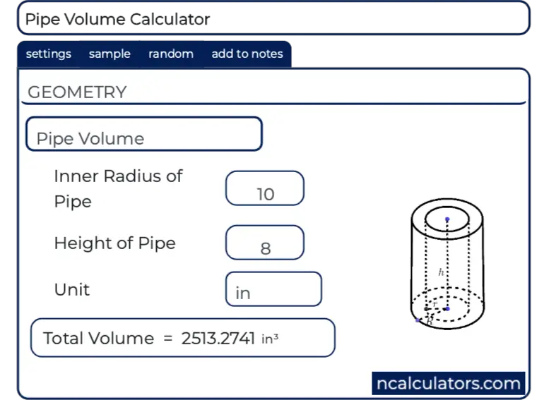 pipe volume calculator