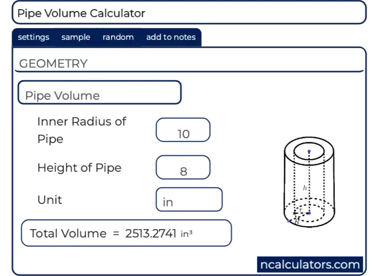 Pipe Radius Chart