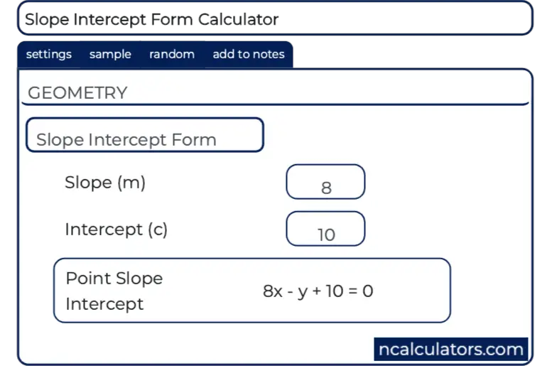 slope intercept form calculator with steps