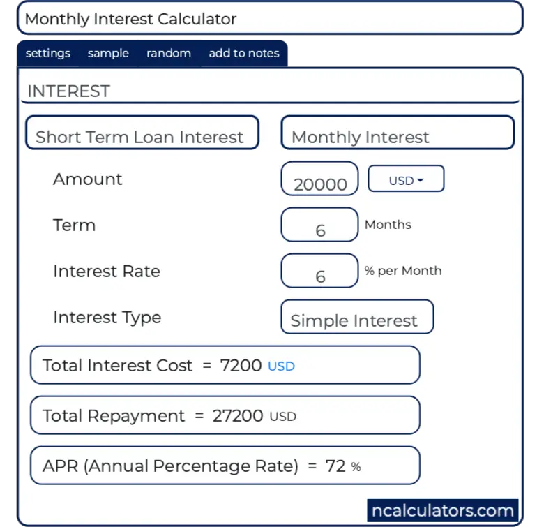 total monthly cost principle interest