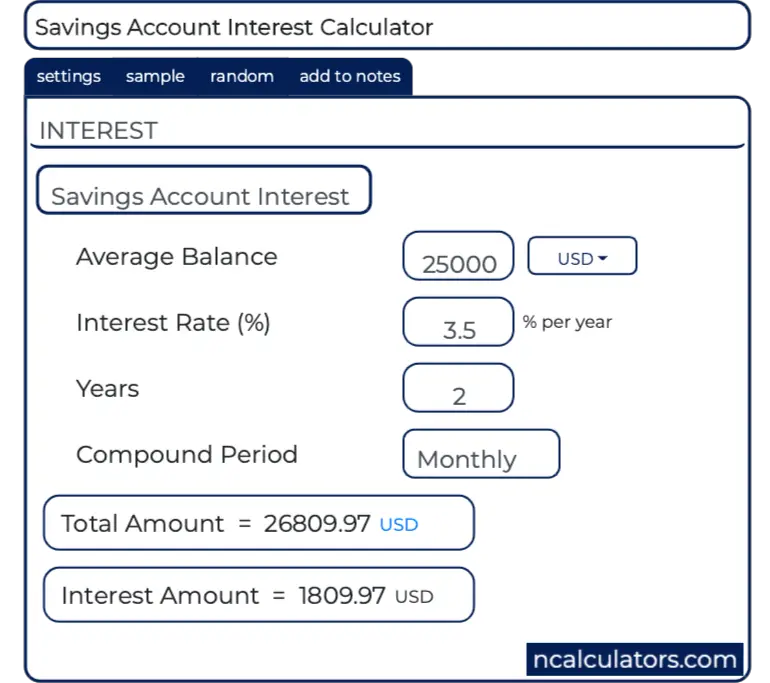 how to calculate monthly savings interest
