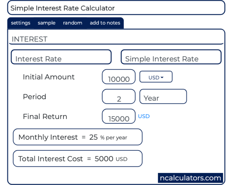 Simple Interest Rate Calculator