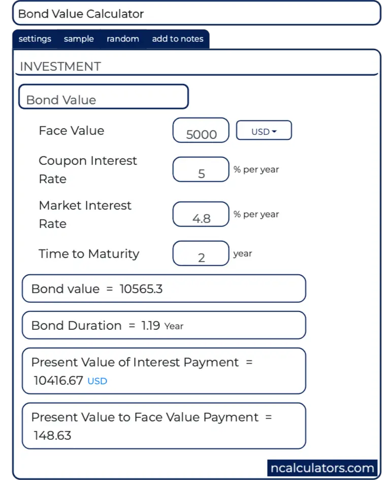Bond Value Calculator