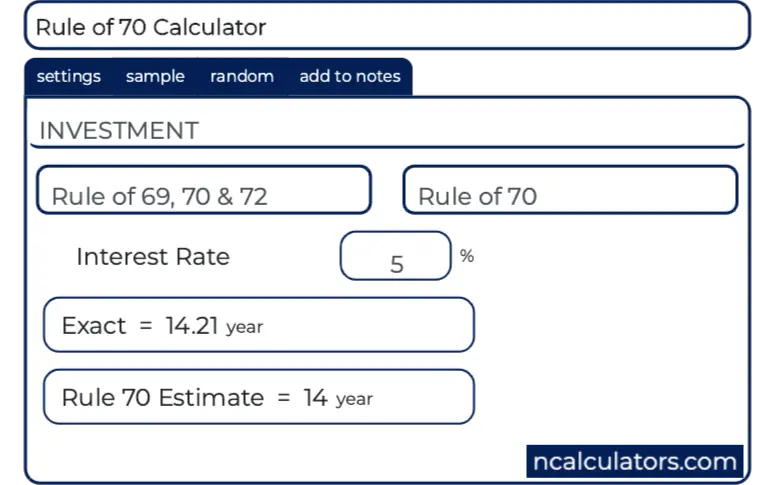 Rule Of 70 Calculator