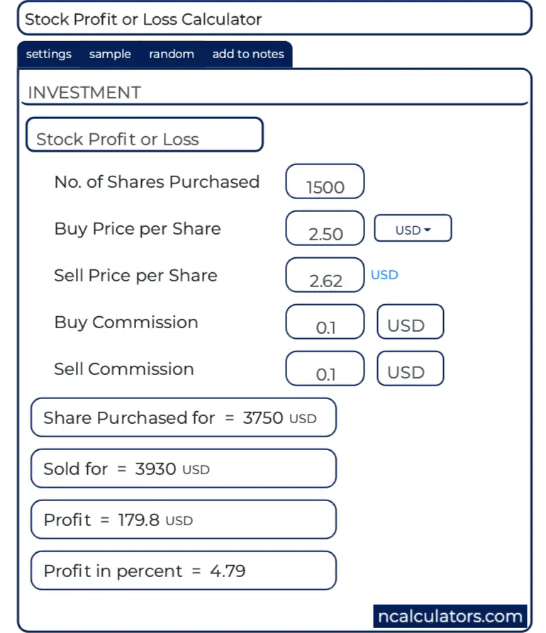 stock profit calculator dividend