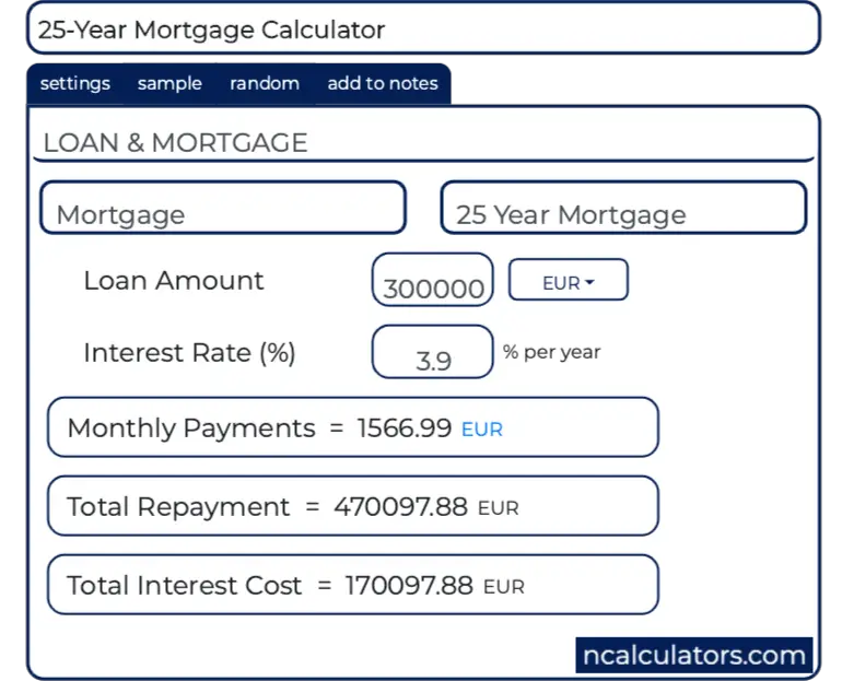 25-Year Mortgage Calculator