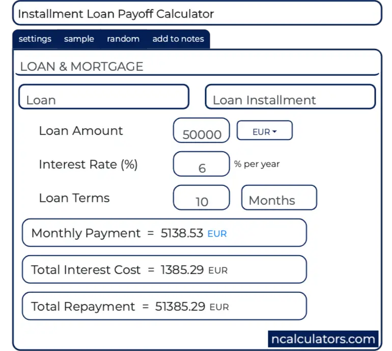 car loan payoff calculator