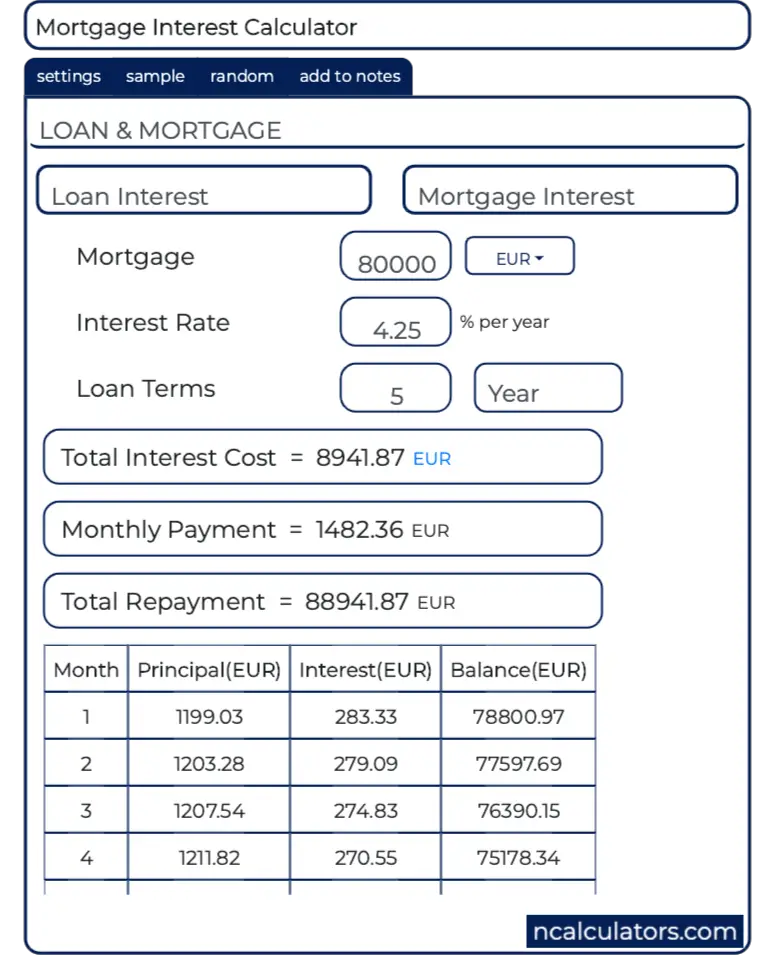 Mortgage Interest Calculator