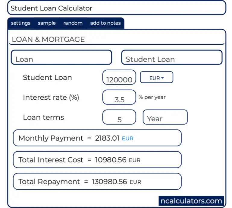 student loan payment calculator