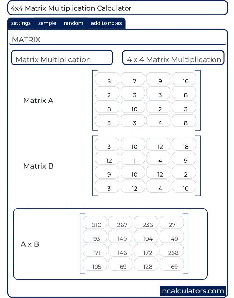 2 * 4 matrix multiplication