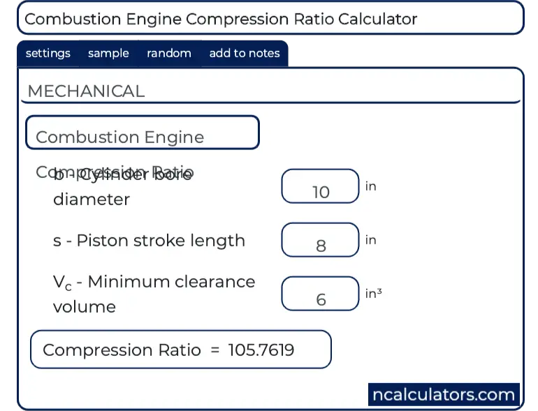compression ratio calculator dome