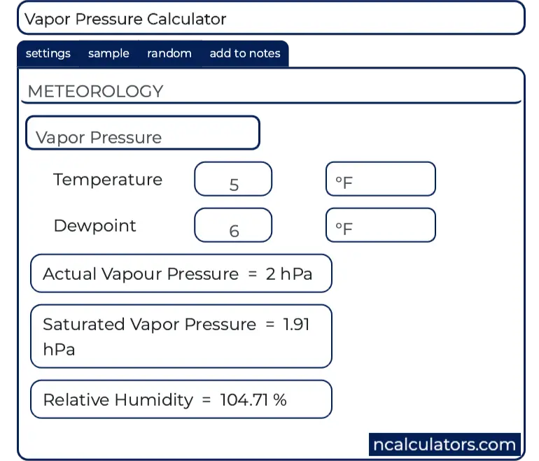 vapor-pressure-of-air-calculator