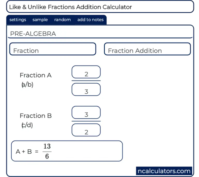 Fractions Addition Calculator