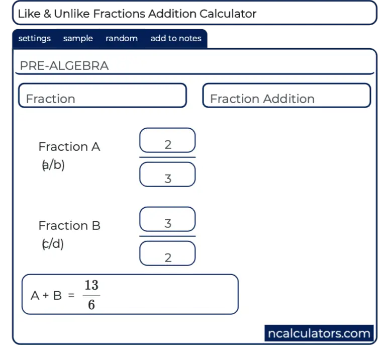 adding fractions calculator online