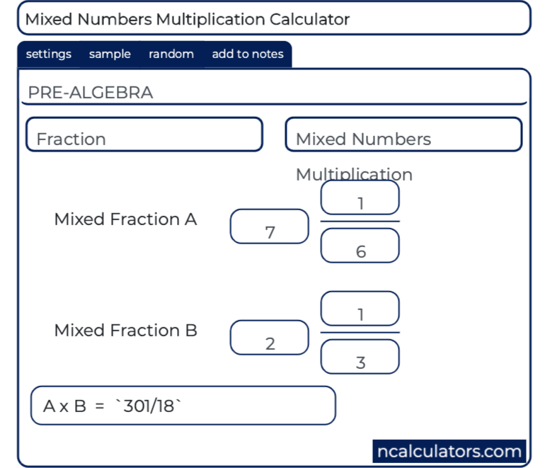 Mixed Numbers Multiplication Calculator
