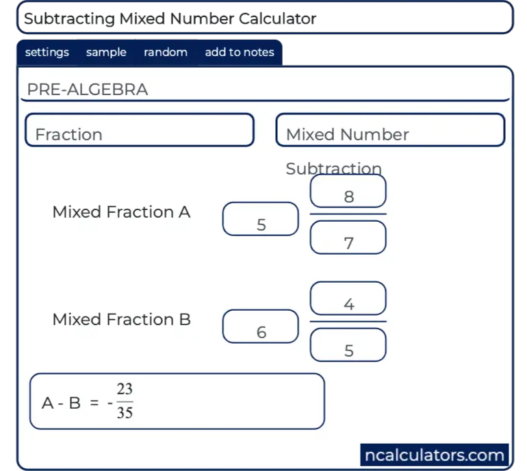 adding mixed numbers calculator
