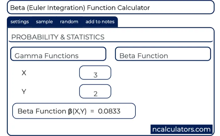 Beta Function Calculator