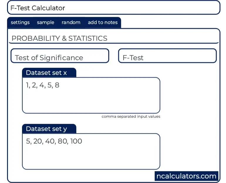 critical value calculator f test