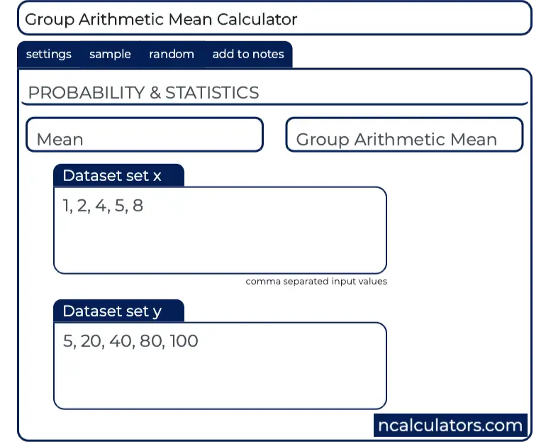 Group Arithmetic Mean Calculator
