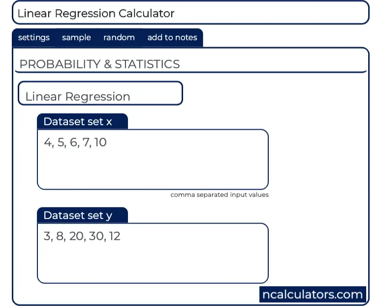 plug in linear regression equation calculator