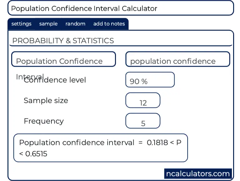 Population Confidence Interval Calculator
