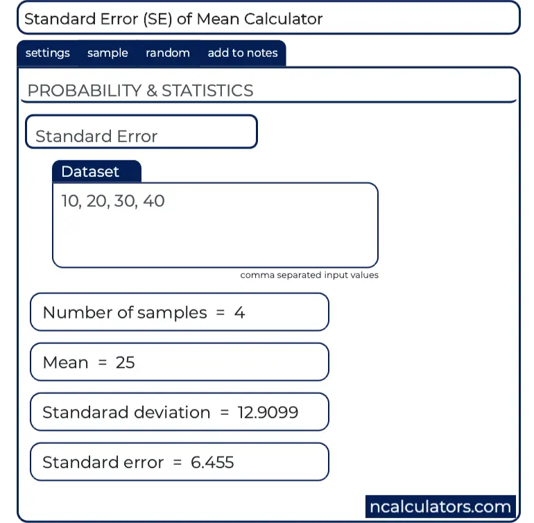 club volatilidad pistón Standard Error (SE) Calculator