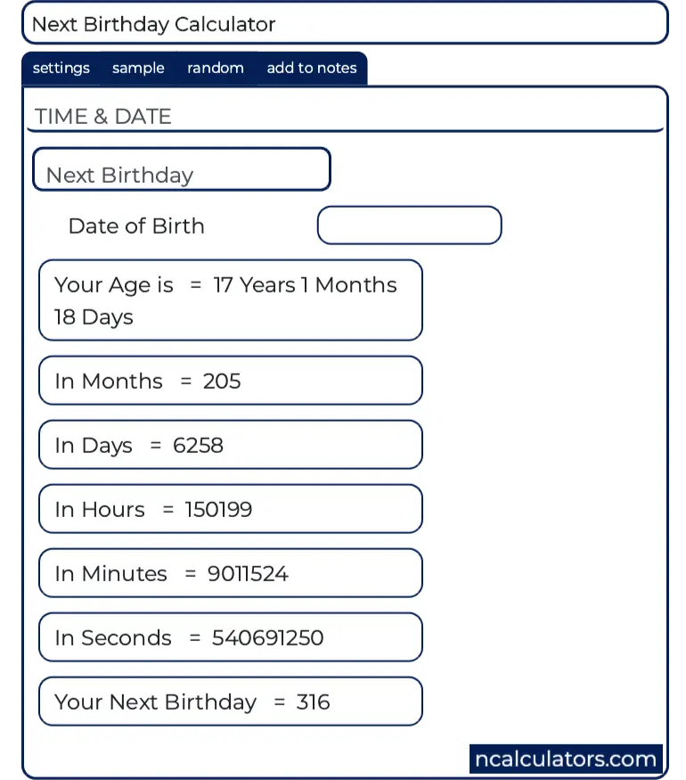 Day Of Next Birthday Calculator