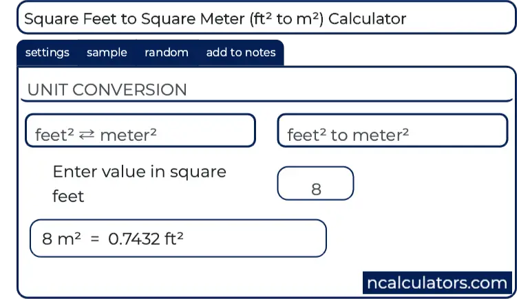 Square Feet To Square Meter Ft To M Calculator